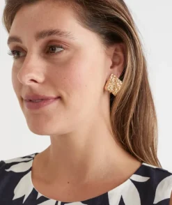 Gold Diamond Shaped Stud Earring