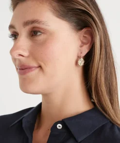 Gold Disc Drop Earring