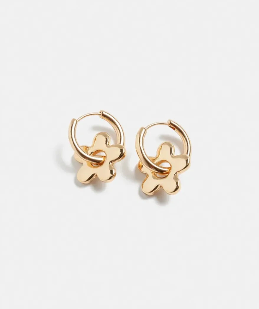 Gold Plated Flower Huggie Earring