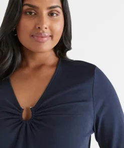 Hardware Detail Long Sleeve Top - Navy