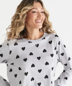 Heart Print Long Sleeve Pyjama Set