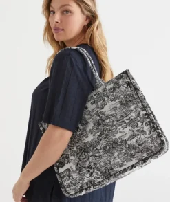 Jacquard Toile Print Tote Bag