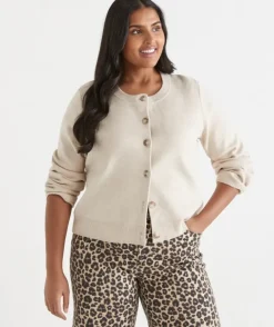 Knit Crew Neck Cardigan