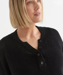 Knit Henley Short Sleeve Top