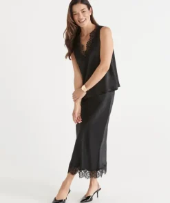 Lace Trim Satin Cami
