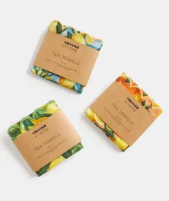 Lemon Print Tea Towel Set - Blue