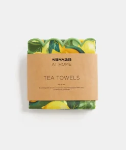 Lemon Print Tea Towel Set - Green