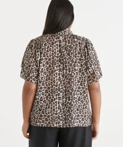 Leopard Print Flutter Sleeve Top