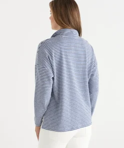 Lightweight Quarter-Zip Jumper - Blue Stripe