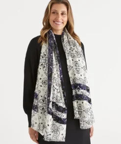 Linear Paisley Print Scarf