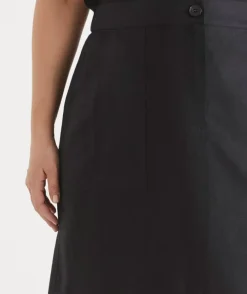 Linen Column Midi Skirt