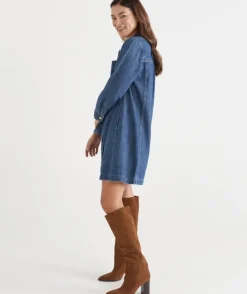 Long Sleeve Denim Button Up Dress
