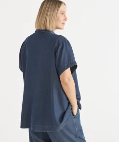 Lyocell Collared Short Sleeve Shirt