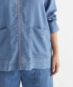 Lyocell Zip Front Collared Jacket