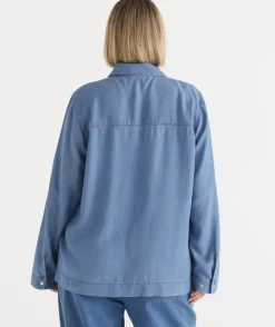 Lyocell Zip Front Collared Jacket