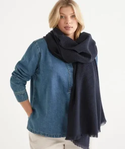 Midnight Plisse Textured Scarf