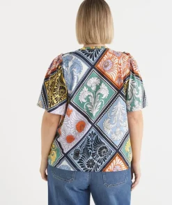 Mosaic Print Short Sleeve Top