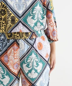 Mosaic Print Wide Leg Pant