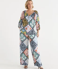 Mosaic Print Wide Leg Pant