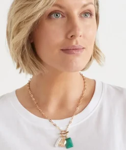 Multi Stone Gold Chain Necklace