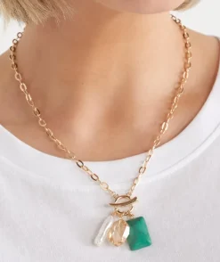 Multi Stone Gold Chain Necklace