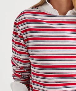 Multi Stripe Long Sleeve Top - Red