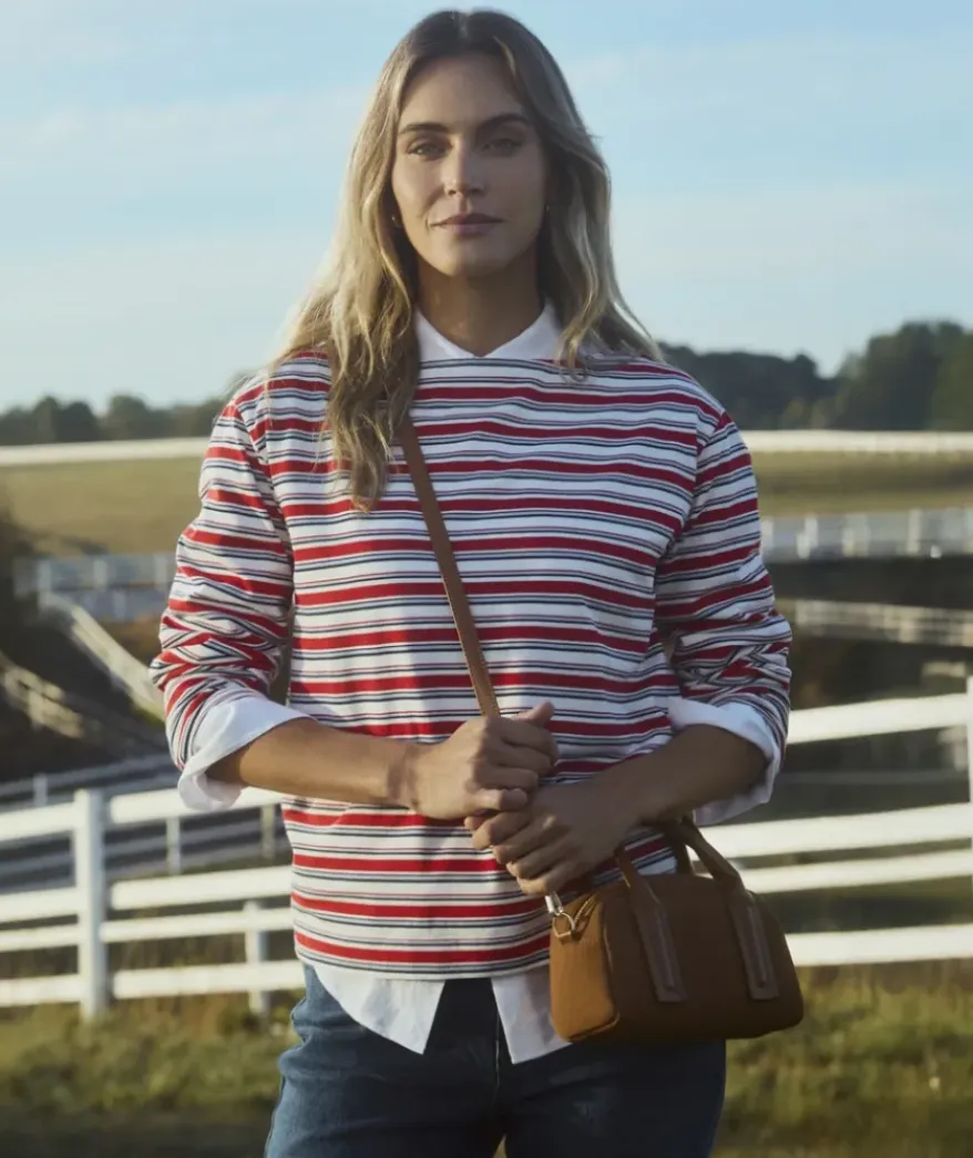 Multi Stripe Long Sleeve Top - Red