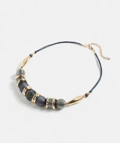 Navy Metallic Statement Necklace
