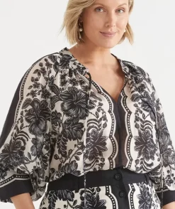Noir Bloom Long Sleeve Blouse