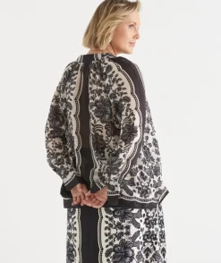 Noir Bloom Long Sleeve Blouse