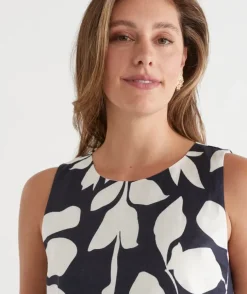 Palm Print Column Maxi Dress