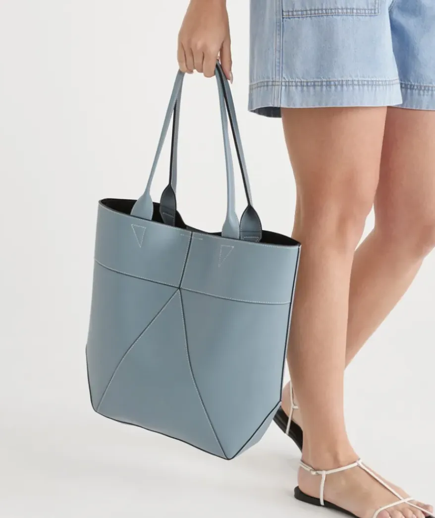 Panelled Tote Bag - Blue