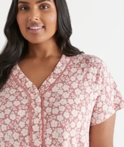 Petal Print Short Sleeve Nightie