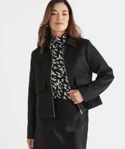 Pocket Detail Zip Front Jacket