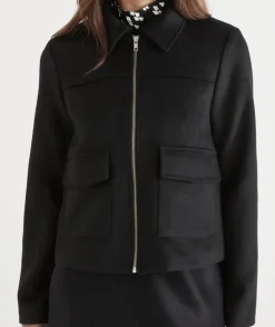 Pocket Detail Zip Front Jacket