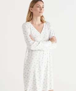 Pointelle Ditsy Long Sleeve Nightie