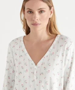 Pointelle Ditsy Long Sleeve Nightie