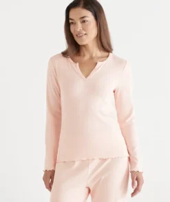 Pointelle Long Sleeve Pyjama Top