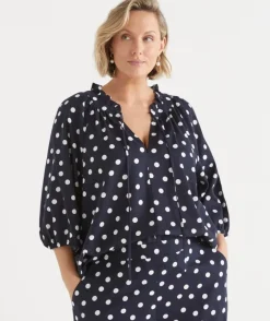 Polka Dot 3/4 Sleeve Blouse