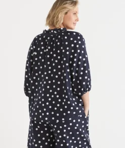 Polka Dot 3/4 Sleeve Blouse