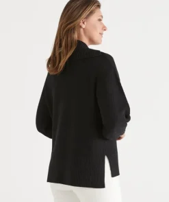 Quarter Zip Longline Jumper - Black