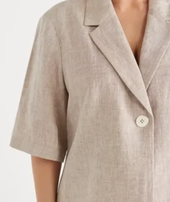 Relaxed Fit Short Sleeve Linen Blazer