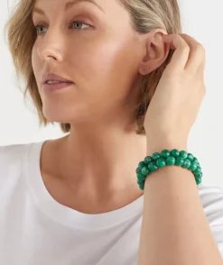 Resin Stretch Bracelet Set - Green
