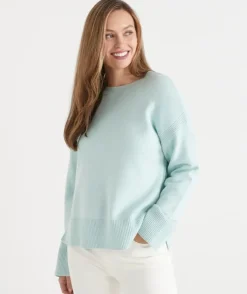 Rib Detail Crew Neck Jumper - Peppermint