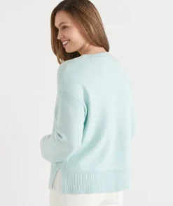Rib Detail Crew Neck Jumper - Peppermint
