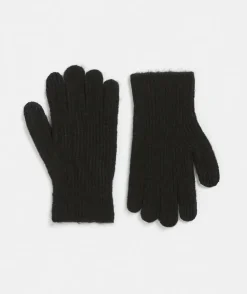 Rib Knit Gloves - Black