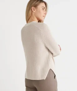 Ribbed V Neck Knit Cardigan - Cream