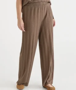 Self-Stripe Straight Leg Knit Pant