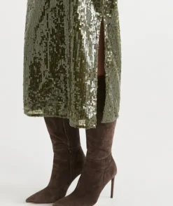 Sequin Column Midi Skirt
