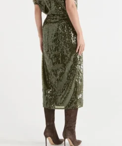 Sequin Column Midi Skirt